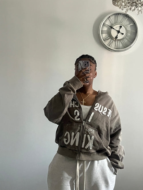 “Jesus Christ Is King” Zip Up Hoodie oversized 400GSM